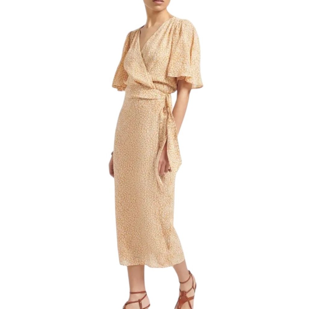 Vanessa Bruno Taslmia Floral Wrap Midi Dress, Color Maya, Size 36
